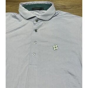 Greyson Contrast Collar Performance Polo Purple Floral Embroidered Logo Sz M